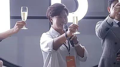 Se-ri Pak enjoys the Seoul International Fireworks Festival from the 63 Building rooftop